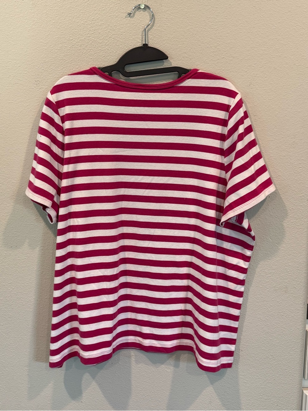 Lands End T-Shirt Women’s Plus Size 3X Shaped Fit White Pink Stripes 100% Cotton - Picture 2 of 4